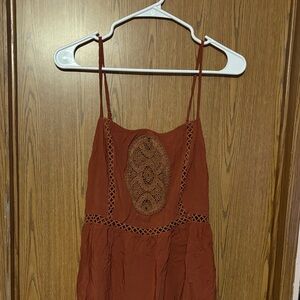 Chic Sleeveless Rust Mini Dress